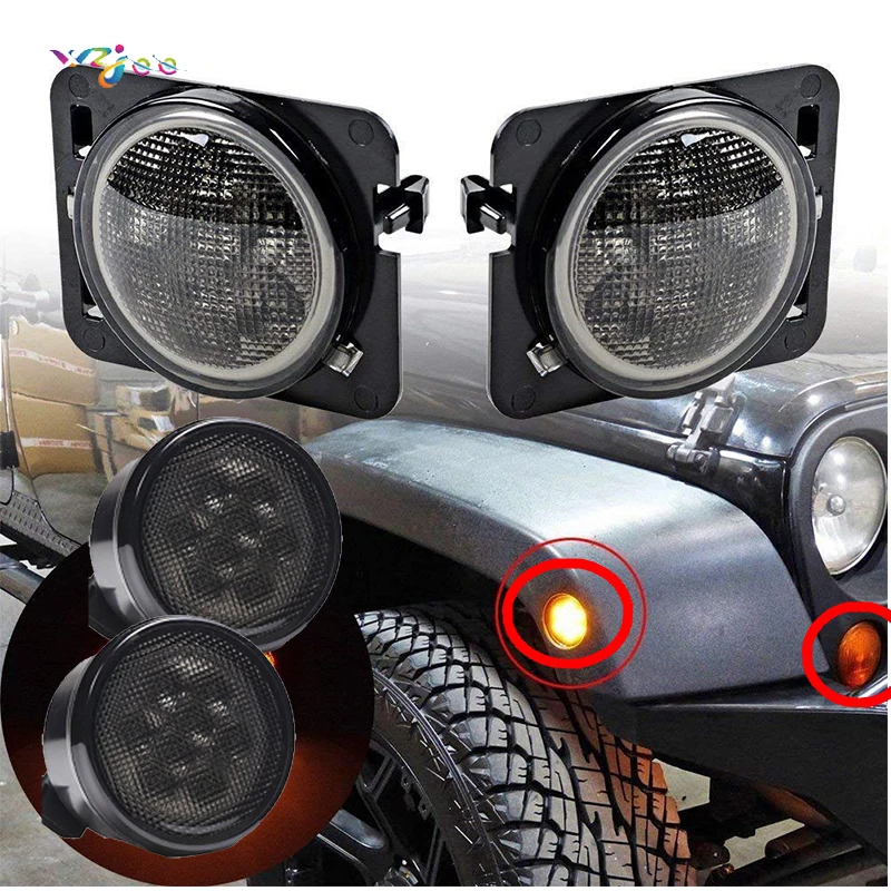 WZJOO для Jeep Wrangler дымчатые линзы переднее крыло боковые габаритные огни 2007 2018 JK &