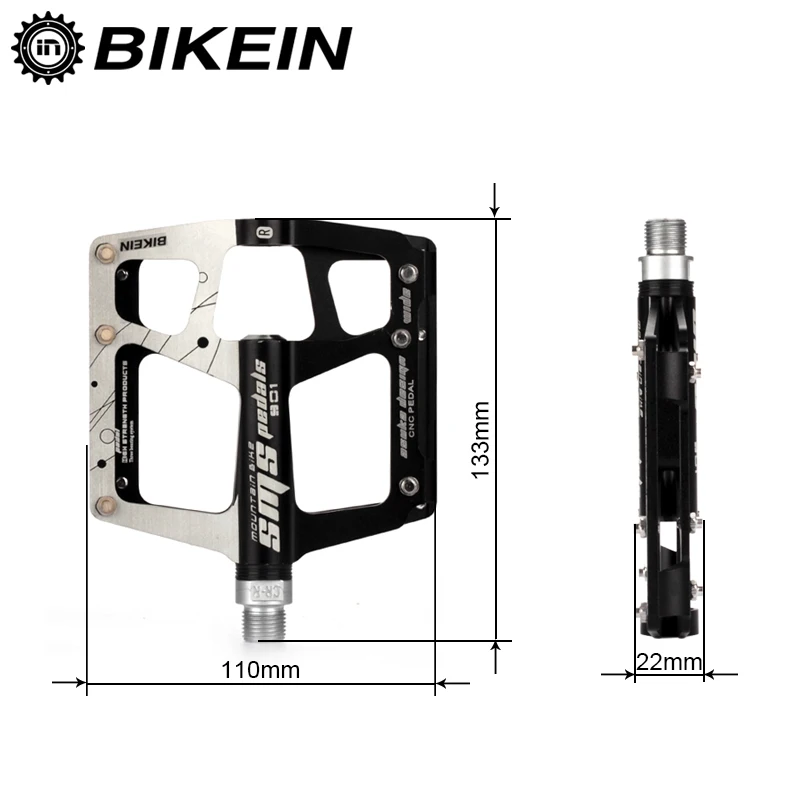 Bikein 3 герметичный подшипник Велоспорт Mountian/дорожный велосипед ЧПУ Алюминий Нескользящие Плоские Педали МТВ BMX Велосипедный спорт на платформе педали для автомобиля 9/16 дюйма