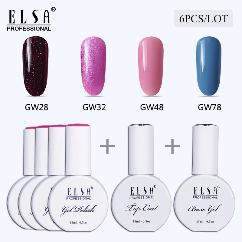 Set 4 Elsa, 15 мл, гель для ногтей, 4 цвета, гель с базовым верхним слоем, набор гелей для нейл-арта, 120 цветов на выбор, гель для маникюра - Цвет: Set 4