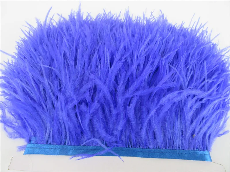 Royal blue 1 м Высокое качество настоящая обрезки страусовых перьев 8-10 см для юбки/платья/костюма Лента отделка из перьев DIY вечерние ремесла - Цвет: Royal blue
