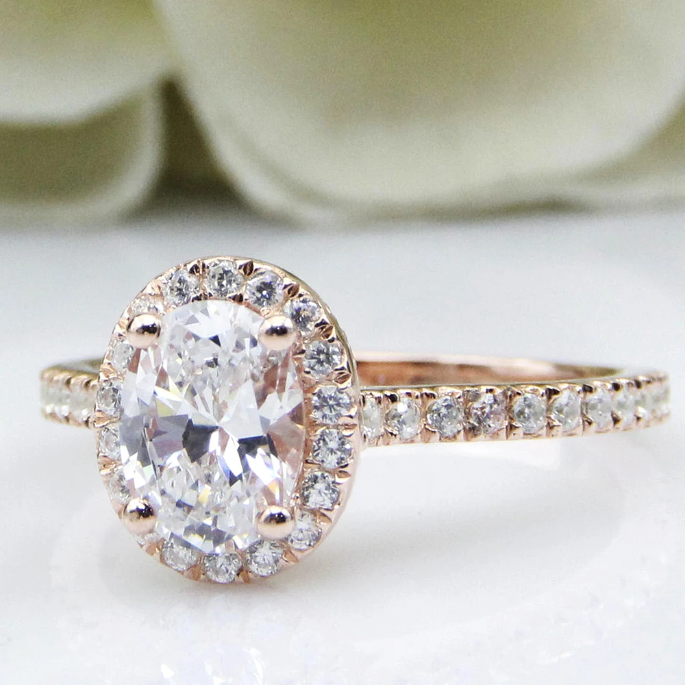 1.5ct 6x8 мм овальная огранка блестящее моиссанитовое кольцо в 14K Золотое Женское