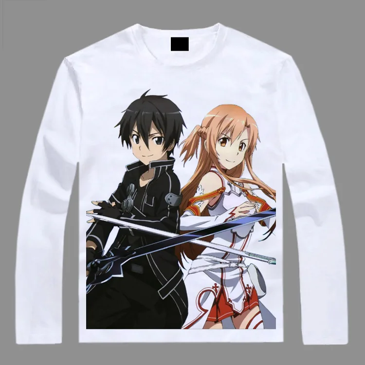 Футболка с длинным рукавом Asuna Kirito аниме SAO|t shirt|long sleeve t shirtshirt |