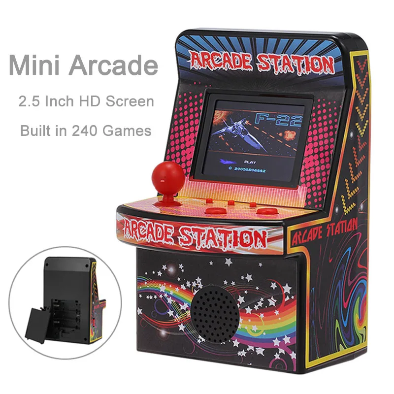 Портативная ретро мини-аркадная портативная игровая консоль 8 бит 2,5 дюймов ЖК-дисплей с цветным экраном, игровая аркада, встроенная в 240 классические игры для детей