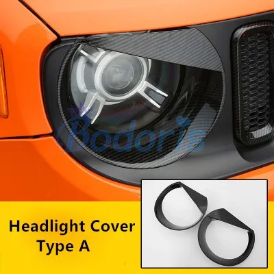 Headlight Cover Цветной светильник из углеродного волокна для противотуманной фары, боковое зеркало, дворник, Дневной светильник, крышка с ручкой, рамка, панель для автомобиля, Стайлинг для Jeep Renegade, аксессуары - Цвет: Headlight Cover