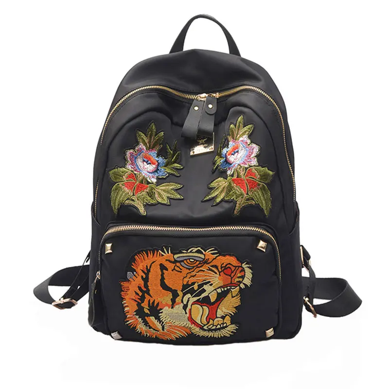 Новая мода Mochila Вышивка Тигр рюкзаки женские оксфорды путешествия школьная сумка