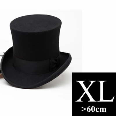black XL 18 см черная красная серая Высокая шерстяная шляпа для мужчин и мужчин Chapeau Fedora Magician фетровые винтажные вечерние шляпы для церкви Размеры s m l xl - Цвет: black XL