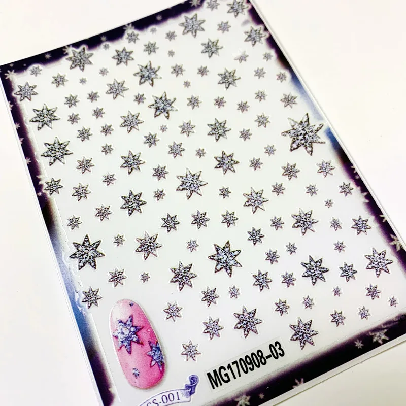 

Newest Smudged painted flowers stars 3d nail art sticker nail decal stamping export japan designs rhinestones decorations