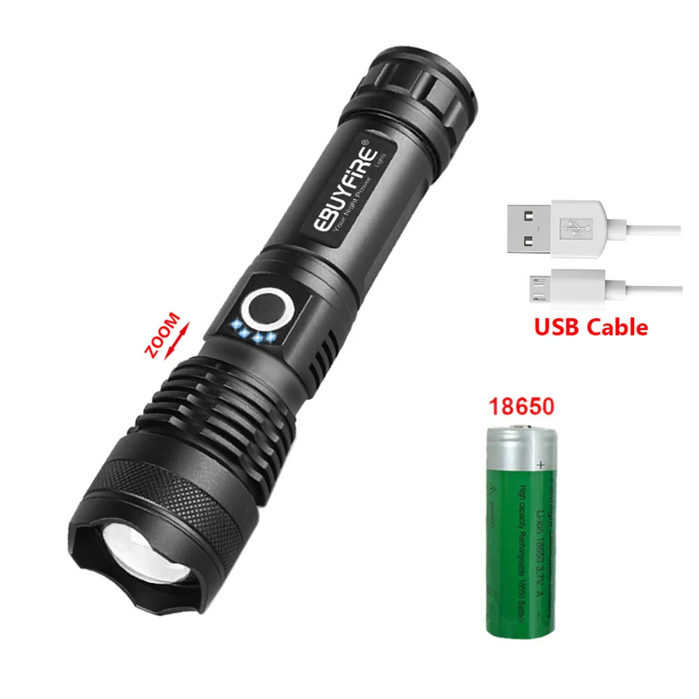 Мощный светодиодный светильник-вспышка XHP50 linterna, Перезаряжаемый USB фонарь, 30000 люменов, 18650/26650 аккумулятор, регулируемый светильник для кемпинга