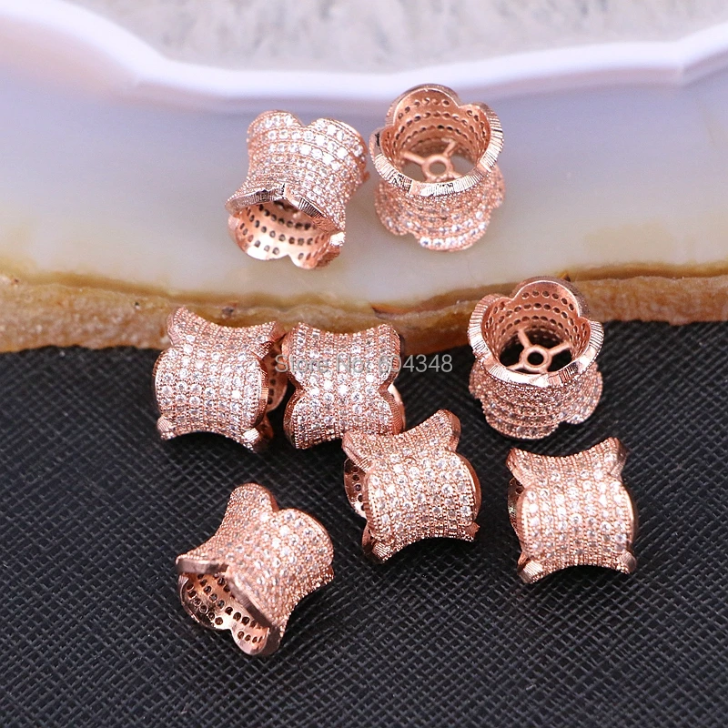 10 шт. ZYZ183-9607 Micro Pave CZ цветок разъем бусины браслеты шармы ожерелье бусины для изготовления ювелирных изделий