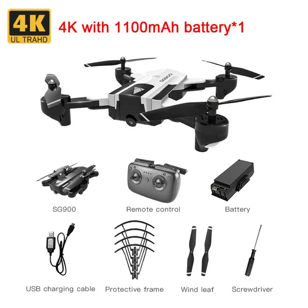 With Foam box SG900 Радиоуправляемый Дрон с HD 720 P/4 K двойной камерой wifi fpv 21 минут долгий полёт следуют за мной Профессиональный Квадрокоптер Профессиональный Дрон складной воздушный дроны оптический поток вертолет игрушки - Цвет: With Foam box