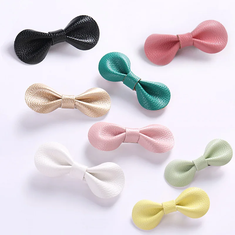 

10pcs/lot Cute Round Hair Bows with Clips Soft PU Kids Bowknot Hairpins Hairgrips Barrettes Daily School Hair Accessories