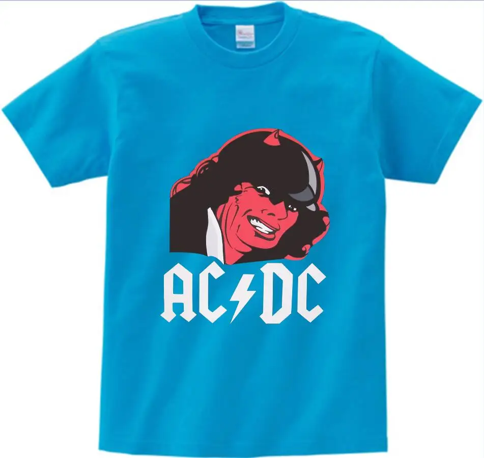 blue childreT-shirt Коллекция года, летняя футболка для мальчиков детская одежда с рисунками AC DC модные футболки с металлическими наконечниками для мальчиков 3-6 лет - Цвет: blue childreT-shirt