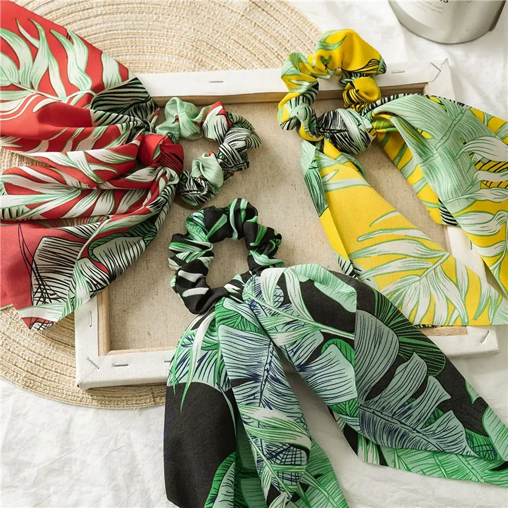 

2021 Summer Headwear Bandanas Hair Ring Hair Bands Floral Hair Ribbon Scrunchie DIY Bow Streamers for Women Horsetail Tie Casual