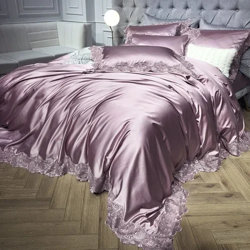 bedding set 2 1000TC сатиновое хлопковое кружево Белый Серебряный комплект постельного белья роскошный queen king size простыня комплект пододеяльник parure de lit - Цвет: bedding set 2