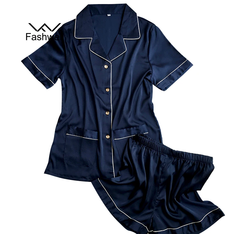 Новые модные женские короткие пижамные комплекты с отложным воротником одежда