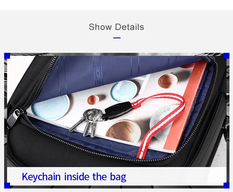 BOPAI Водонепроницаемый черный рюкзак большой емкости Anti Theft Back Pack USB для мужчин