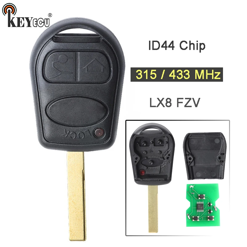 KEYECU 315 МГц/433 МГц ID44 чип FCC: LX8FZV замена 3 кнопки дистанционный ключ брелок для Range Rover