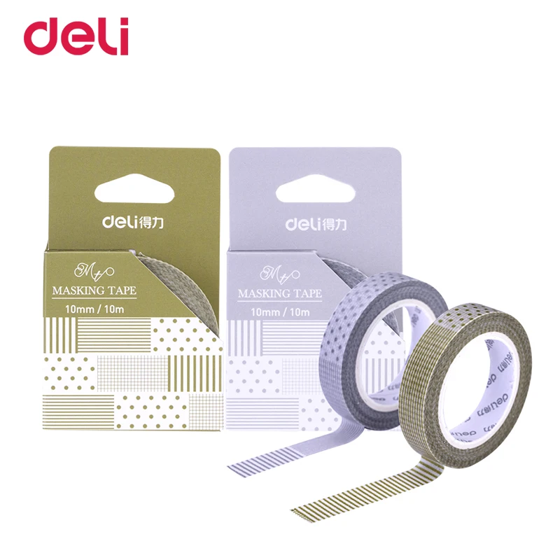 Deli 2 шт 10 мм* 10 м клейкая лента из рисовой бумаги Ретро милый геометрический узор декоративный Клей Скрапбукинг DIY Бумага японская наклейка