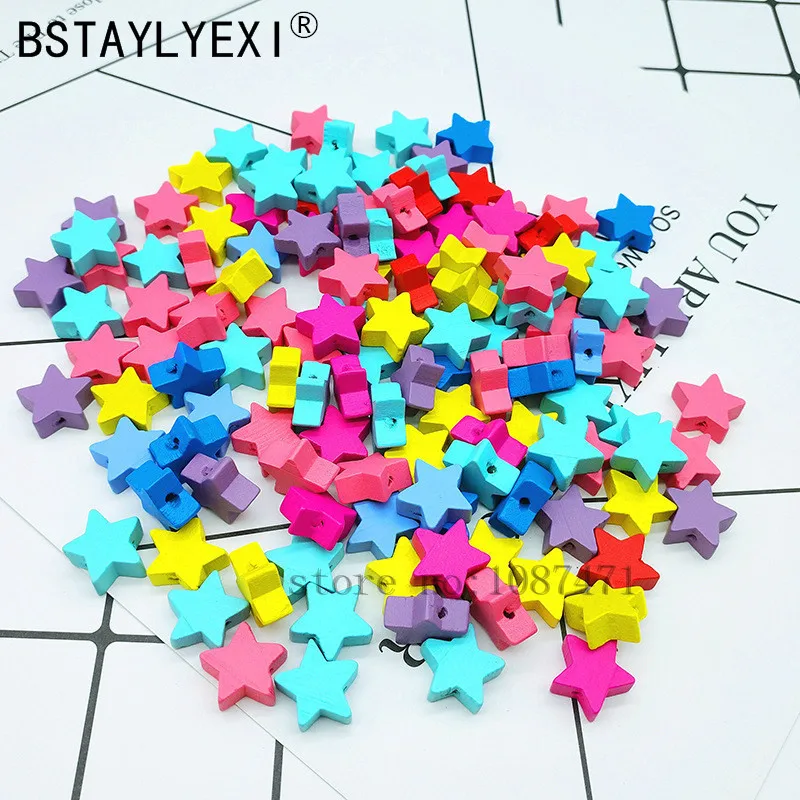 Деревянные бусины 5 звезд разные цвета accessories accessories accessories diyaccessories miniature | Статуэтки и миниатюры -32235946146