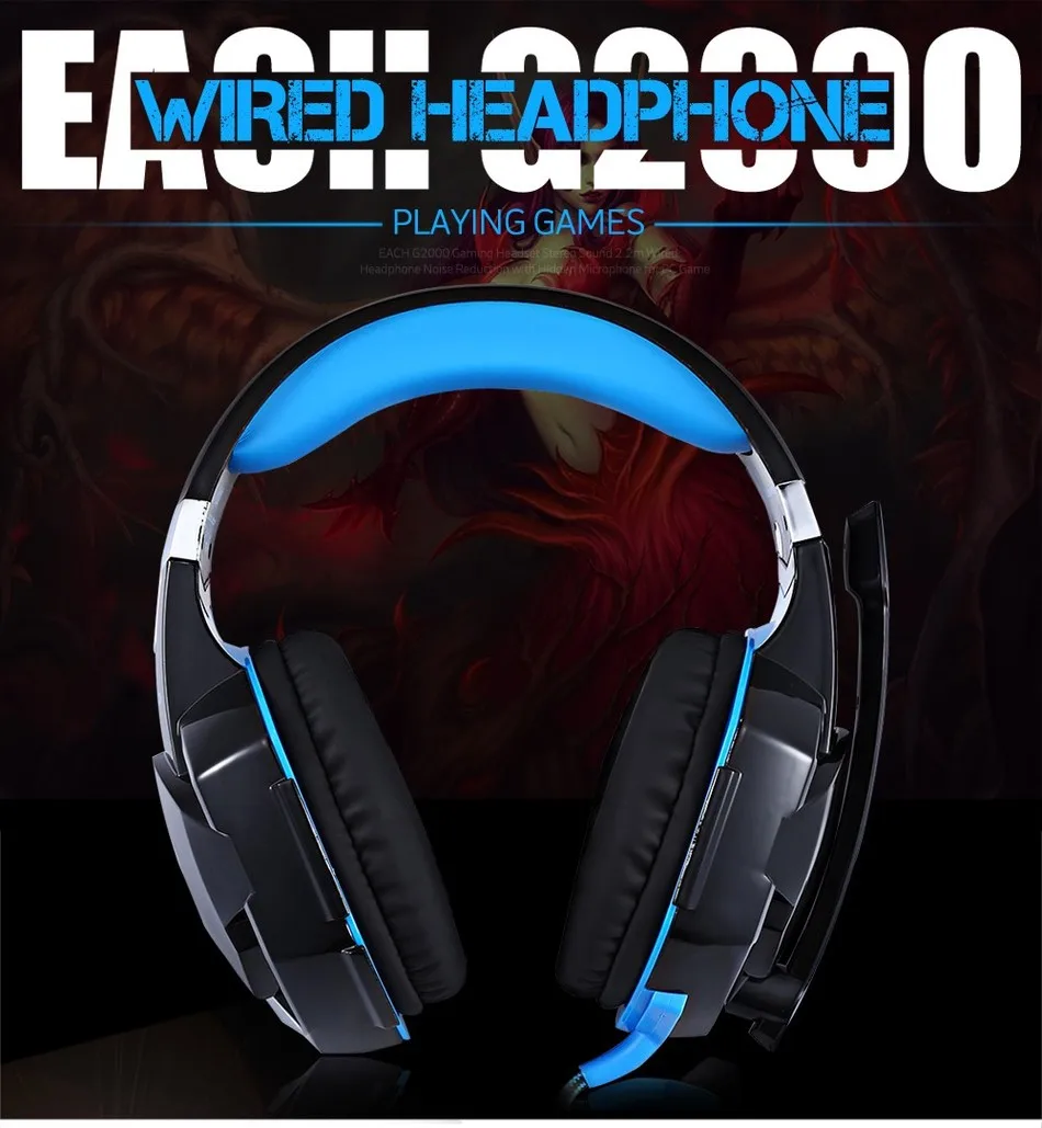 Игровые наушники KOTION G2000 Over-ear Игровые наушники гарнитура с микрофоном стерео Бас светодиодный свет для ПК и G4000 G9000