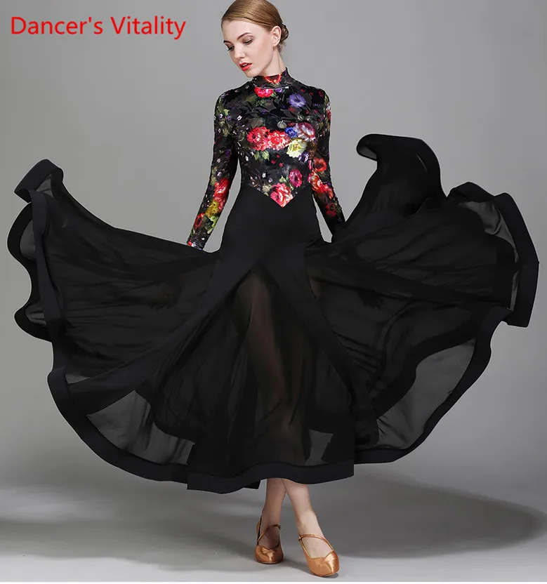 Женская бархатная одежда современное танцевальное шоу расширенная юбка для