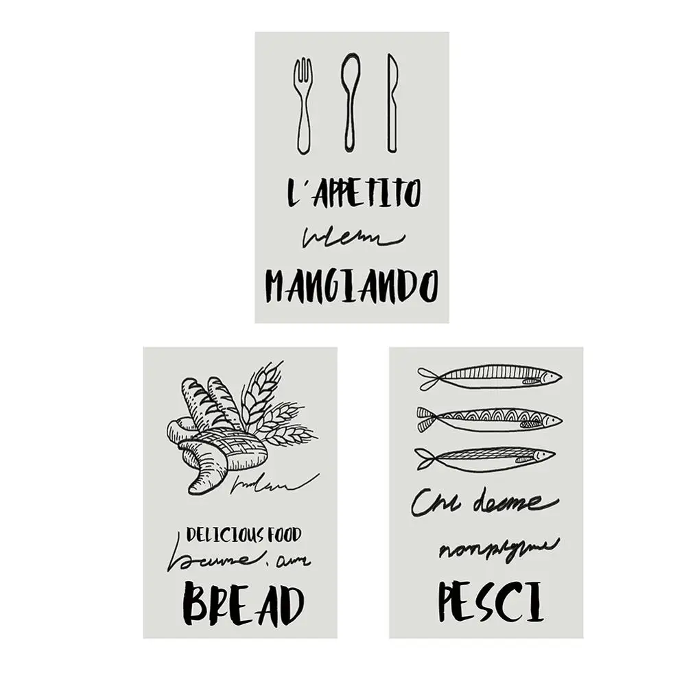 3 шт./компл. постеры и принты для еды кухонные принадлежности художественная роспись столовой модульное