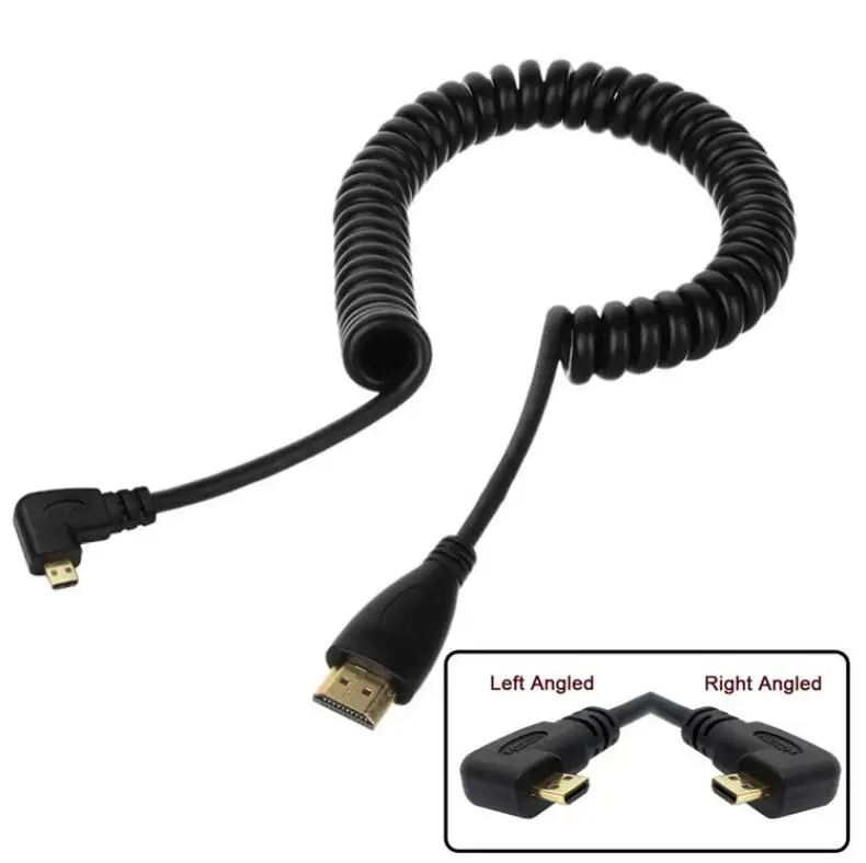 Прямой и левый и правый угловой HDMI Mini HDMI Micro HDMI к HDMI Мужской HDTV растягивающийся пружинный кабель для камеры сотового телефона XOOM TF201