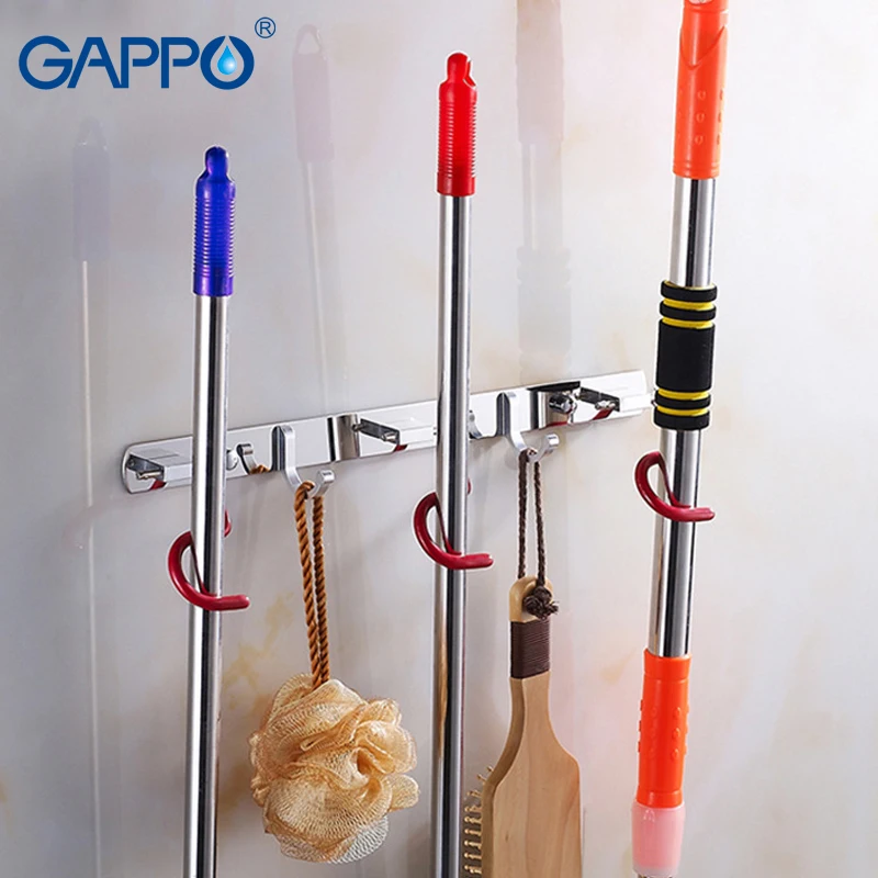 

Крючки для халатов GAPPO, креативные из нержавеющей стали, вешалки для швабра и метла, многофункциональные крючки для халатов, аксессуары для ...