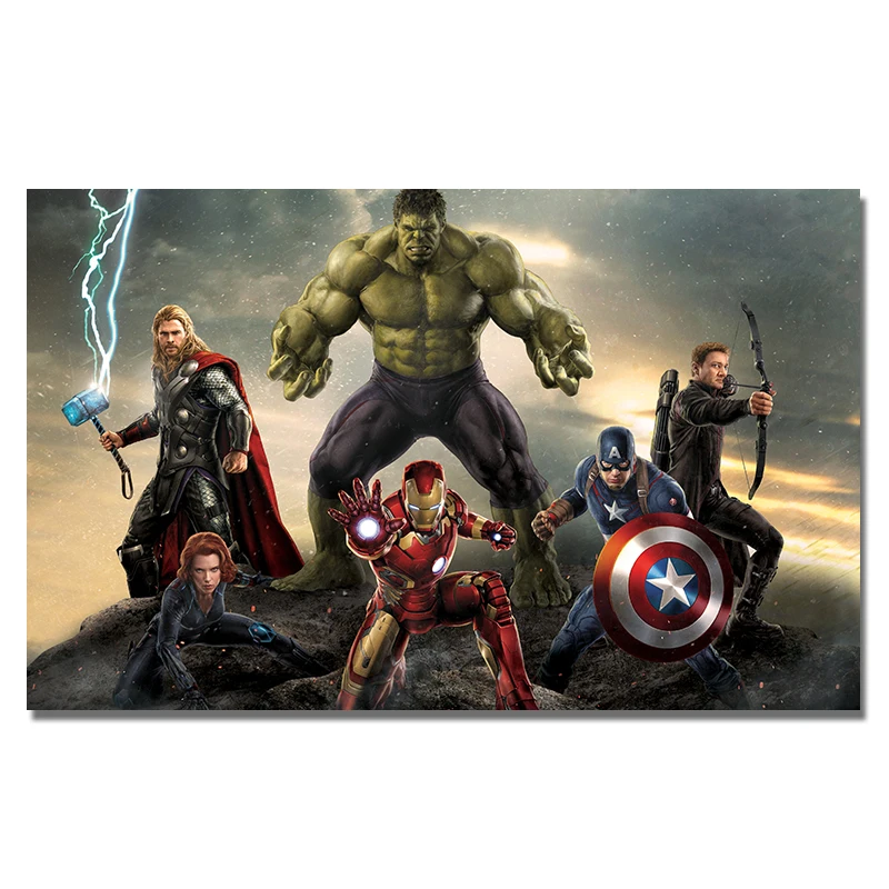 Плакат Мстителей Marvel Movie Poster супергерой Настенная картина шелковая настенная Художественная печать Тор Халк Железный человек