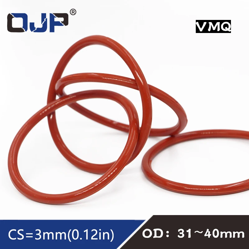 5 шт./лот красное Силиконовое кольцо силиконовое/VMQ уплотнительное OD31/32/34/35/36/38/39/40*3