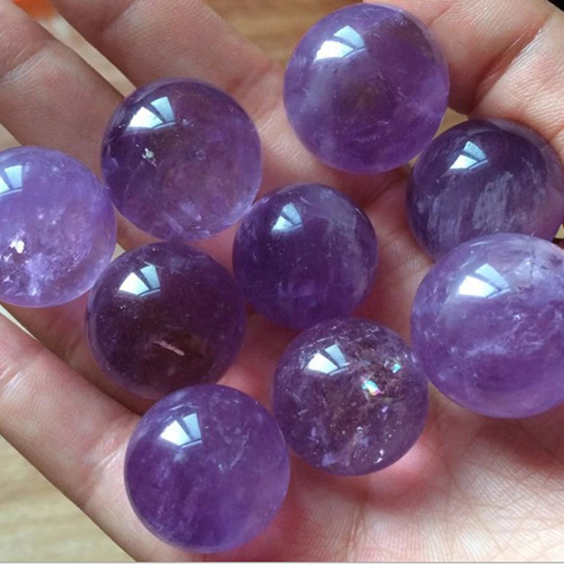 

2PCS/lot Magic Purple Quartz Stone Ball Crystal Natural Purple Amethyst Ball Raw Gemstone Polished Crafted Gifts Home Decoration
