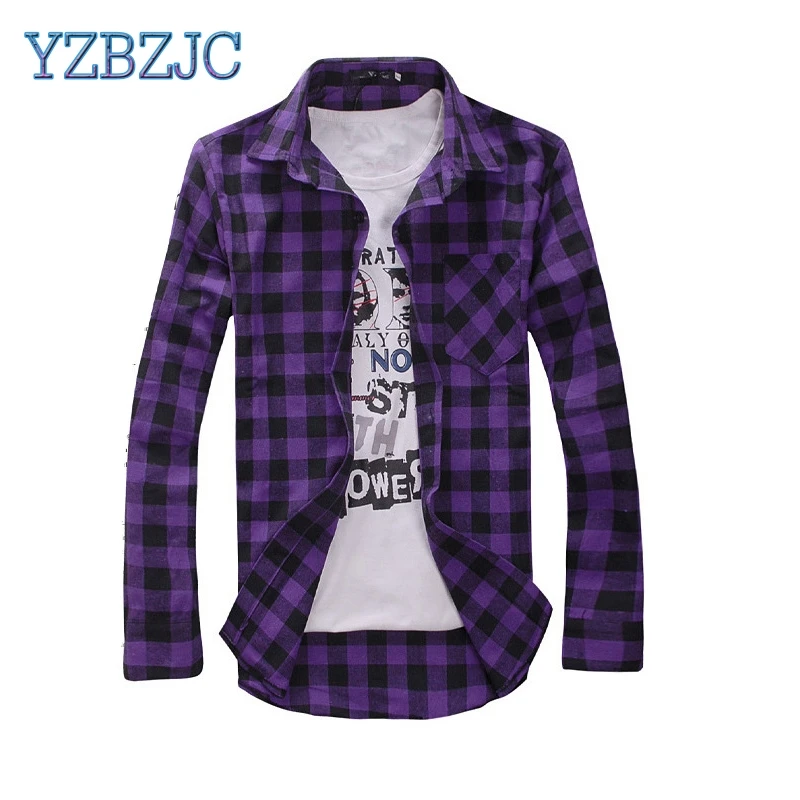Yzbzjc Для мужчин Рубашки в клетку рубашка camicas Social Мужская мода плед рубашку с