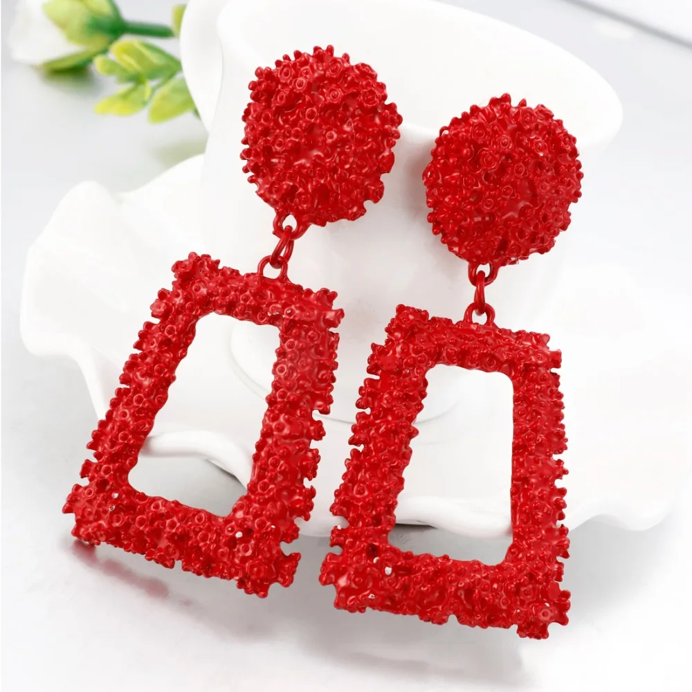 Hesiod Exaggerate Big Earrings for Women Gold Red Geometric Statement Metal Earing Hanging Fashion jewelry | Украшения и