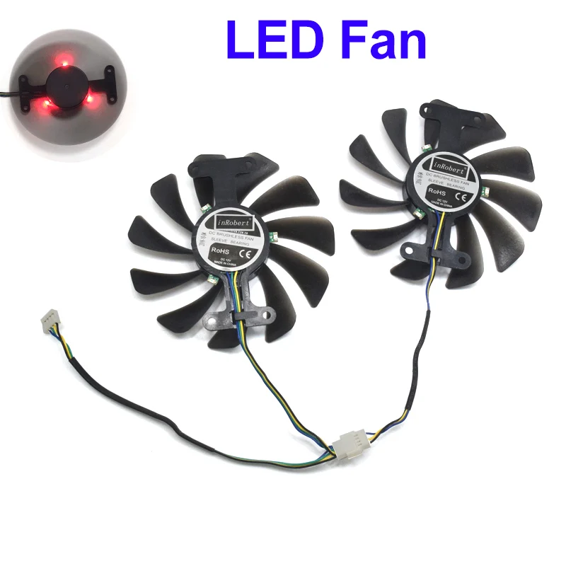 LED Fan 95 мм GF10012H12SPA 4-контактный кулер вентилятор Замена для Zotac GeForce GTX 1070 1080 AMP GTX1070 GTX1080 Вентилятор Охлаждения видеокарты - Цвет лезвия: LED Fan