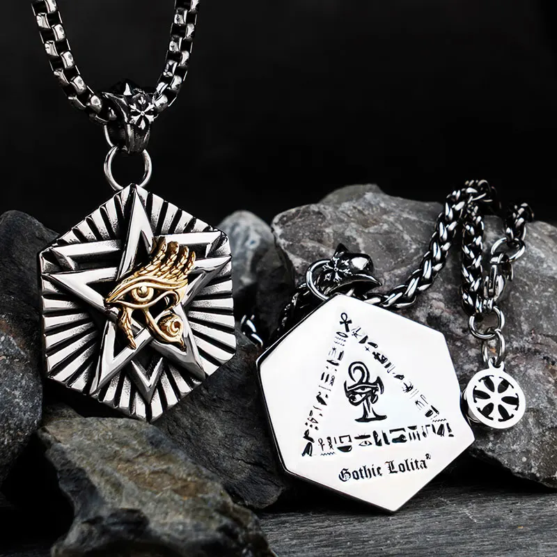 Ожерелье мужское шестигранное из нержавеющей стали с подвеской в виде