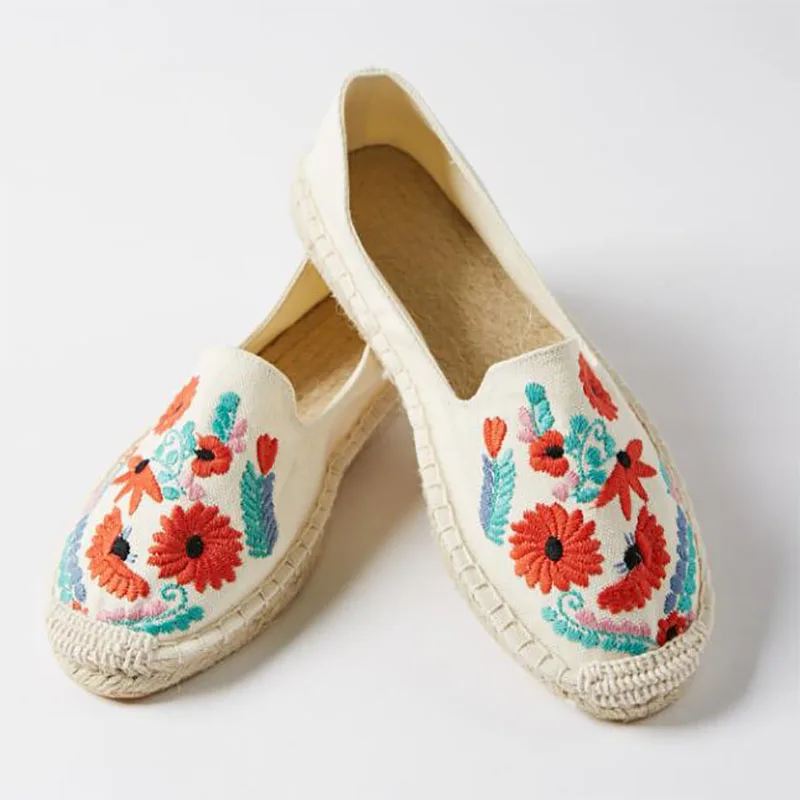 Модные Повседневные туфли в этническом стиле Espadrilles обувь на плоской подошве с