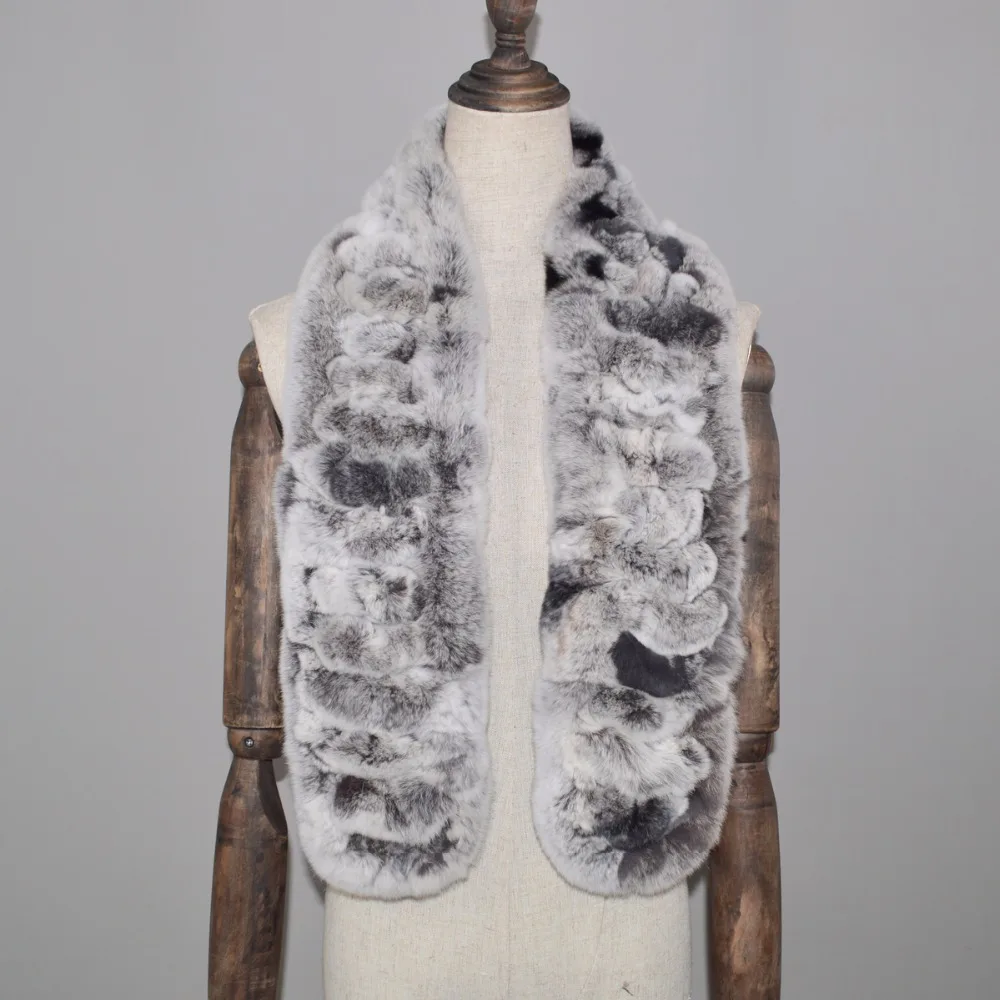 Горячая Распродажа Модные женские шарф из меха кролика рекс 100% мягкой