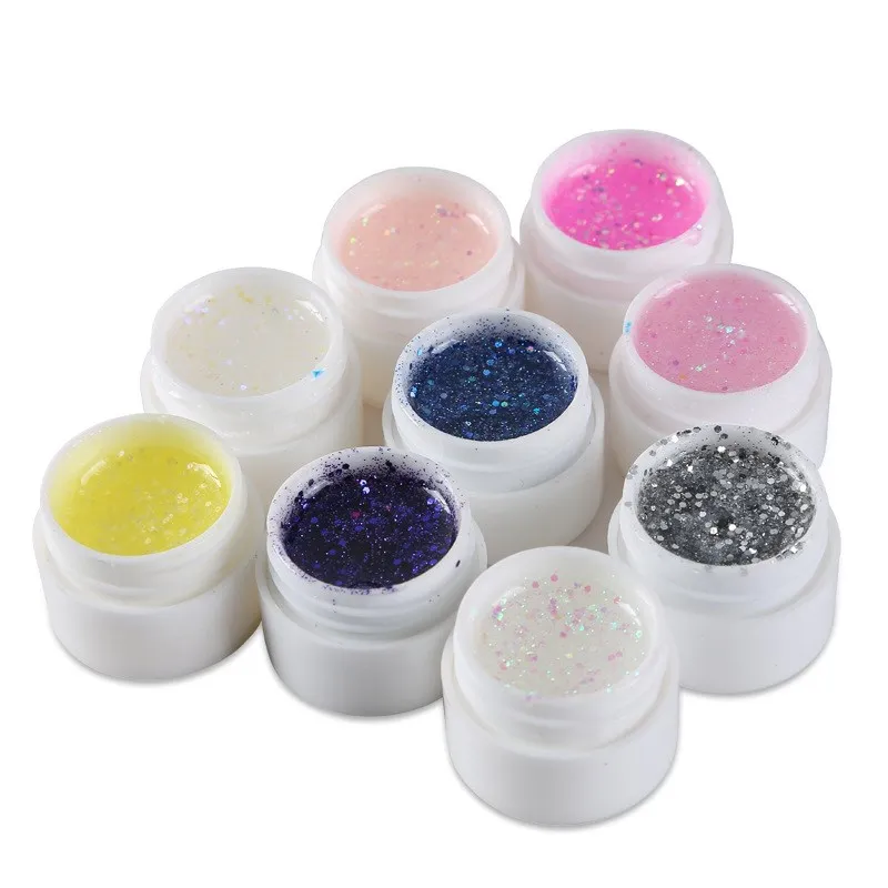 12 Pots Glitter Colors UV Gel Nail Art Tips Shiny Cover Extension Manicure | Красота и здоровье