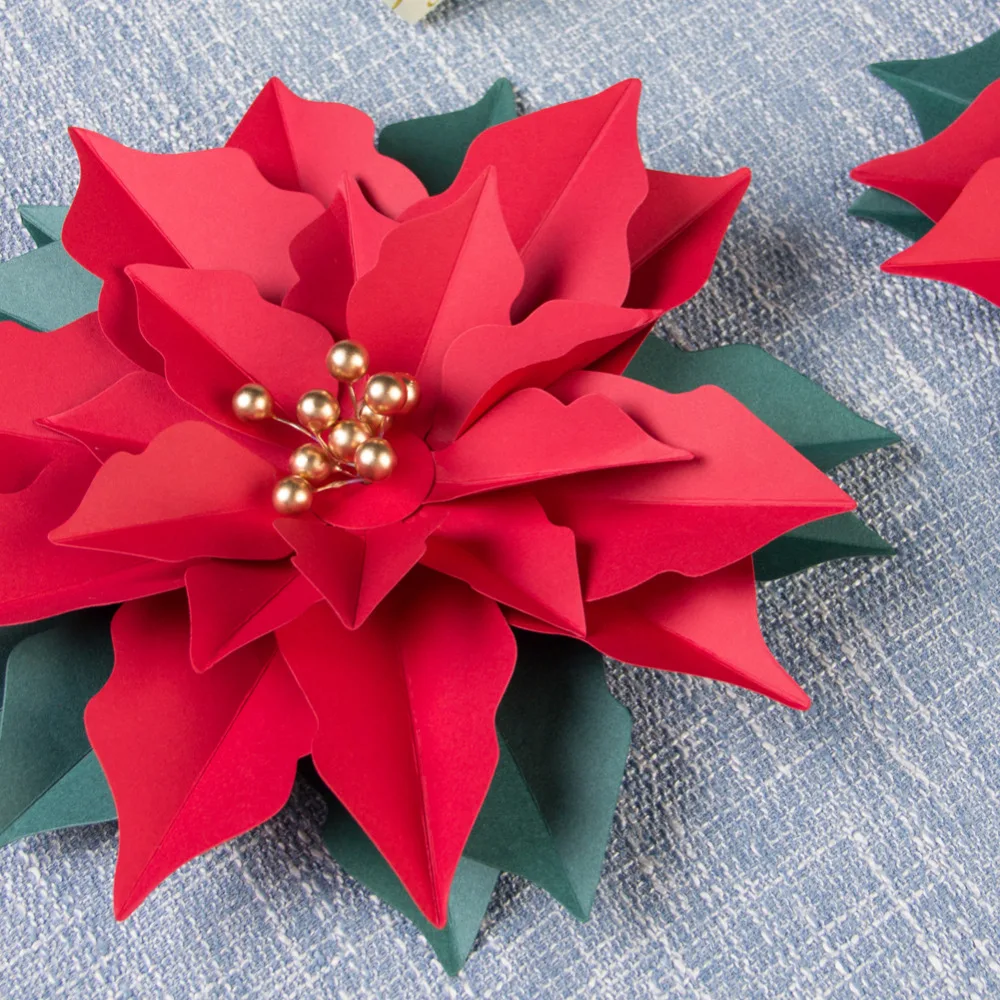 3 шт 3D Рождественские Poinsettia цветы бумага Рождественская елка украшения стол