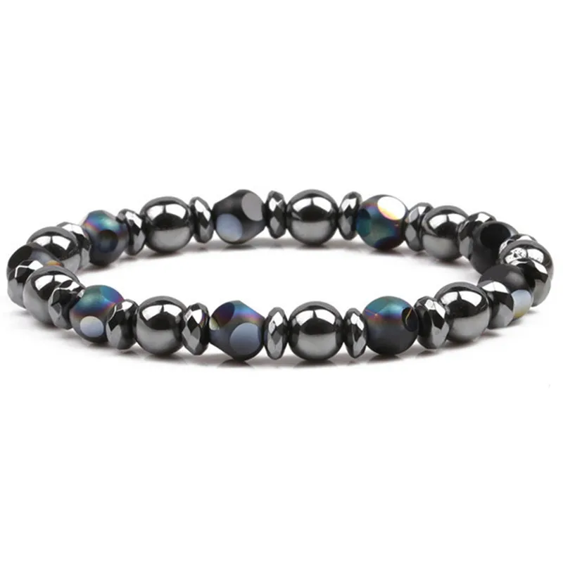 Black 6.5cm Cool Magnetic Bracelet Beads Hematite Stone Therapy Health Care Magnet Men's Jewelry | Украшения и аксессуары
