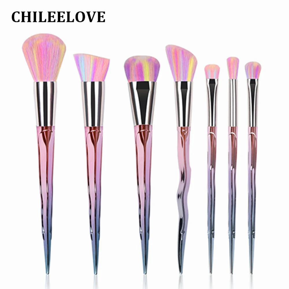 Chileelove 7 шт./лот красочные diamond Русалка Для женщин девочек База Pro Макияж Кисточки