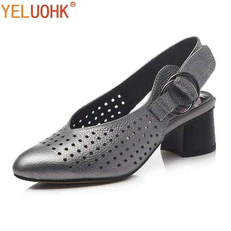 Женские туфли из натуральной кожи на высоком каблуке 34 43 размера 4 5 см|slingback pumps|shoes