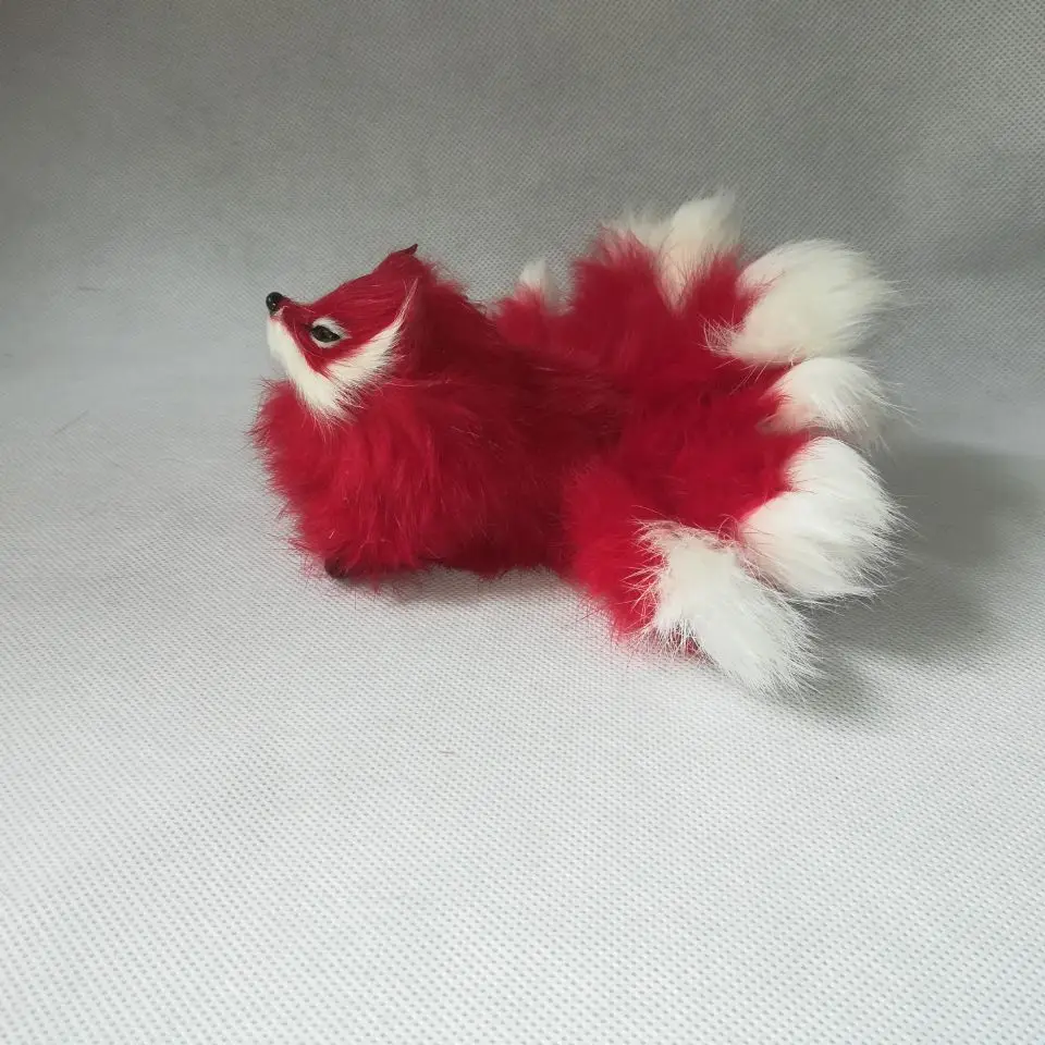 Реалистичная игрушка red fox с девятью хвостами твердая модель furs craft prop украшение