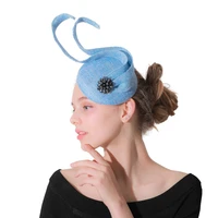 charming light blue imitation sinamay fascinators hats elegant ladies hair accessories hairclips fashion kentucky headpieces