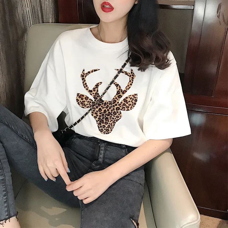 Женская футболка с коротким рукавом Повседневная Свободная хлопковая в японском