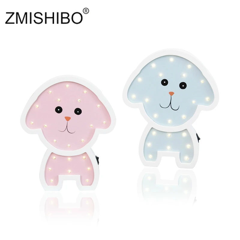 ZMISHIBO деревянный ночной Светильник с животными розовый голубой Единорог кот Сова