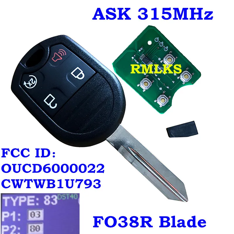 4 кнопки Smart Remote Head ключ без ключа для Ford Edge Escape Expedition Explorer с чипом 4D63 80 бит CWTWB1U793