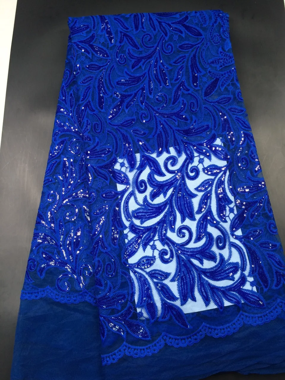 

2018 Latest French Nigerian Laces Fabrics High Quality Tulle African Laces Fabric Wedding African French Tulle Lace L123A Blue