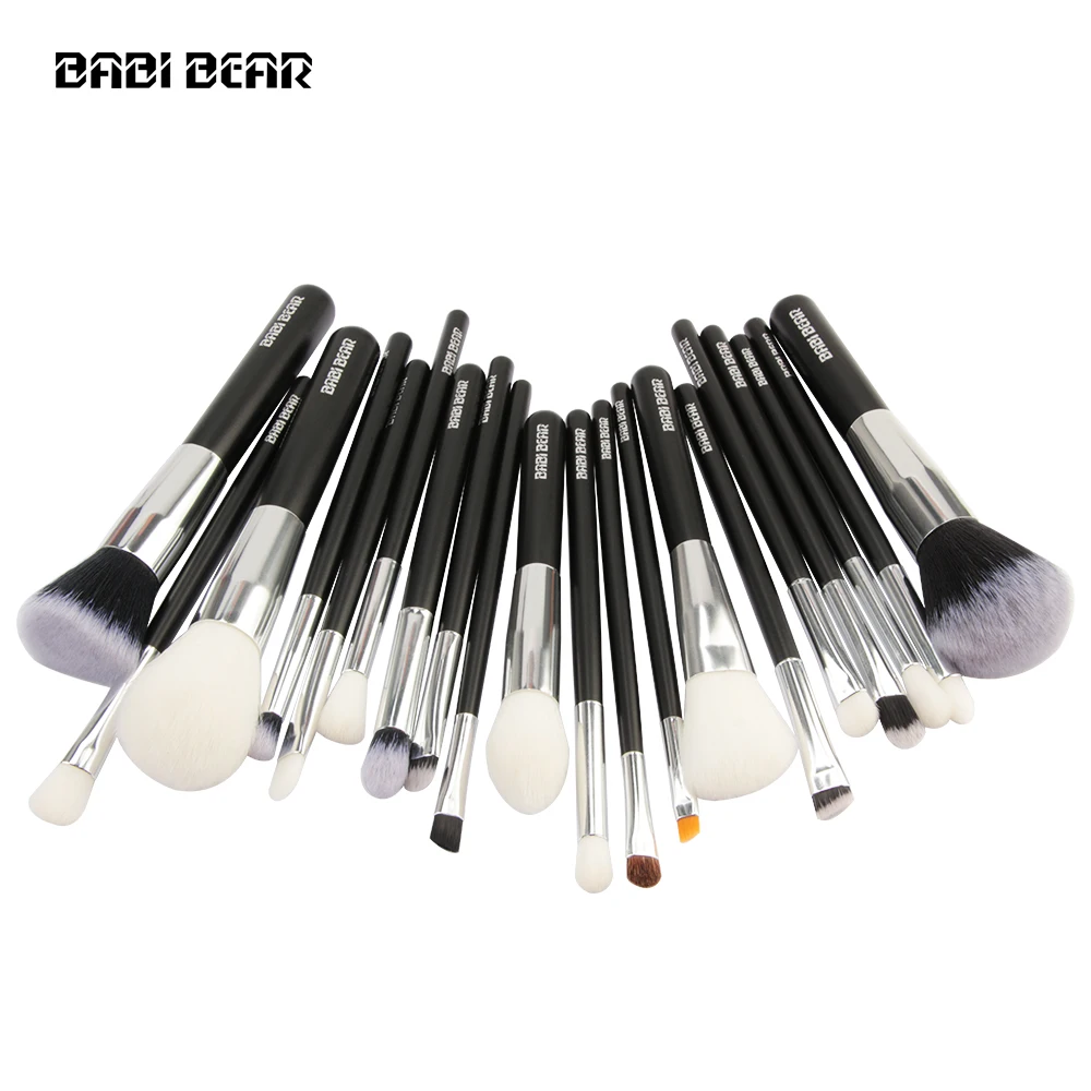 BABI BEAR 20 шт. серебристые/черные кисти набор инструментов тени для век основа