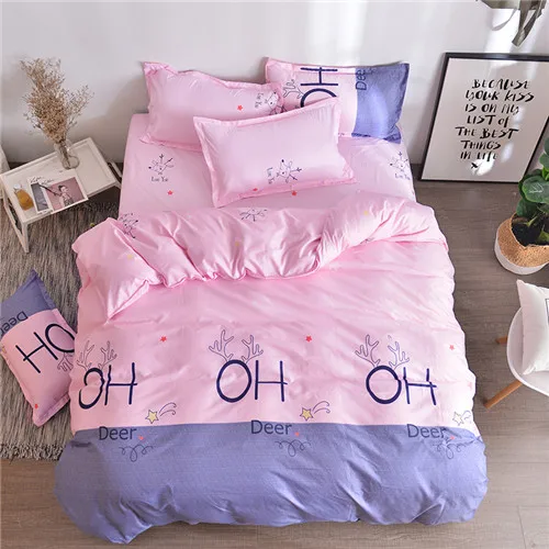 chirstmas bedding Набор постельных принадлежностей для дома розовый и серый лист постельное белье 3 или 4 шт./компл. пододеяльник набор синяя птица постельное белье в полоску постельное белье цветок простыни - Цвет: chirstmas bedding